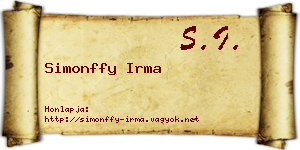 Simonffy Irma névjegykártya