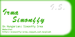 irma simonffy business card